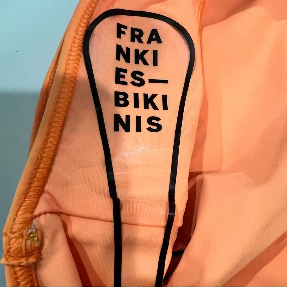 Frankies Bikinis Catalina Rib Stripe Bikini Bottom Rainbow Orange Retro XL NEW